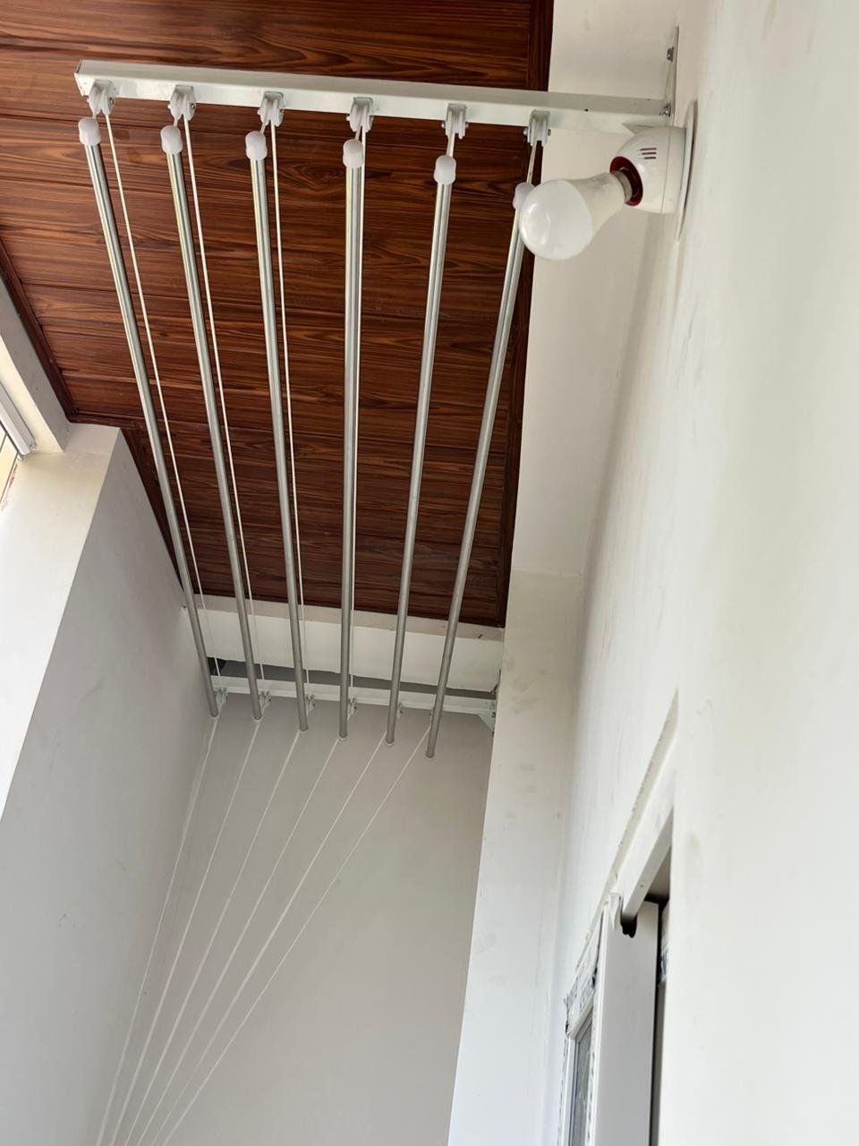 Cloth hanger installation close-up