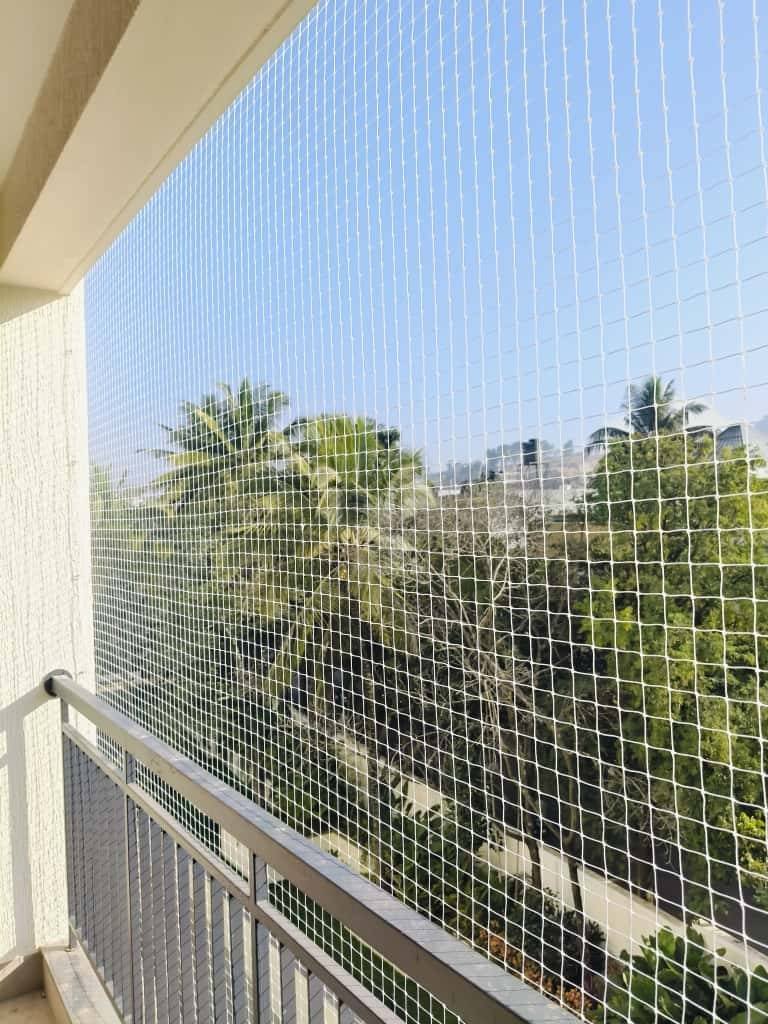 Pigeon nets installation for a Chennai balcony